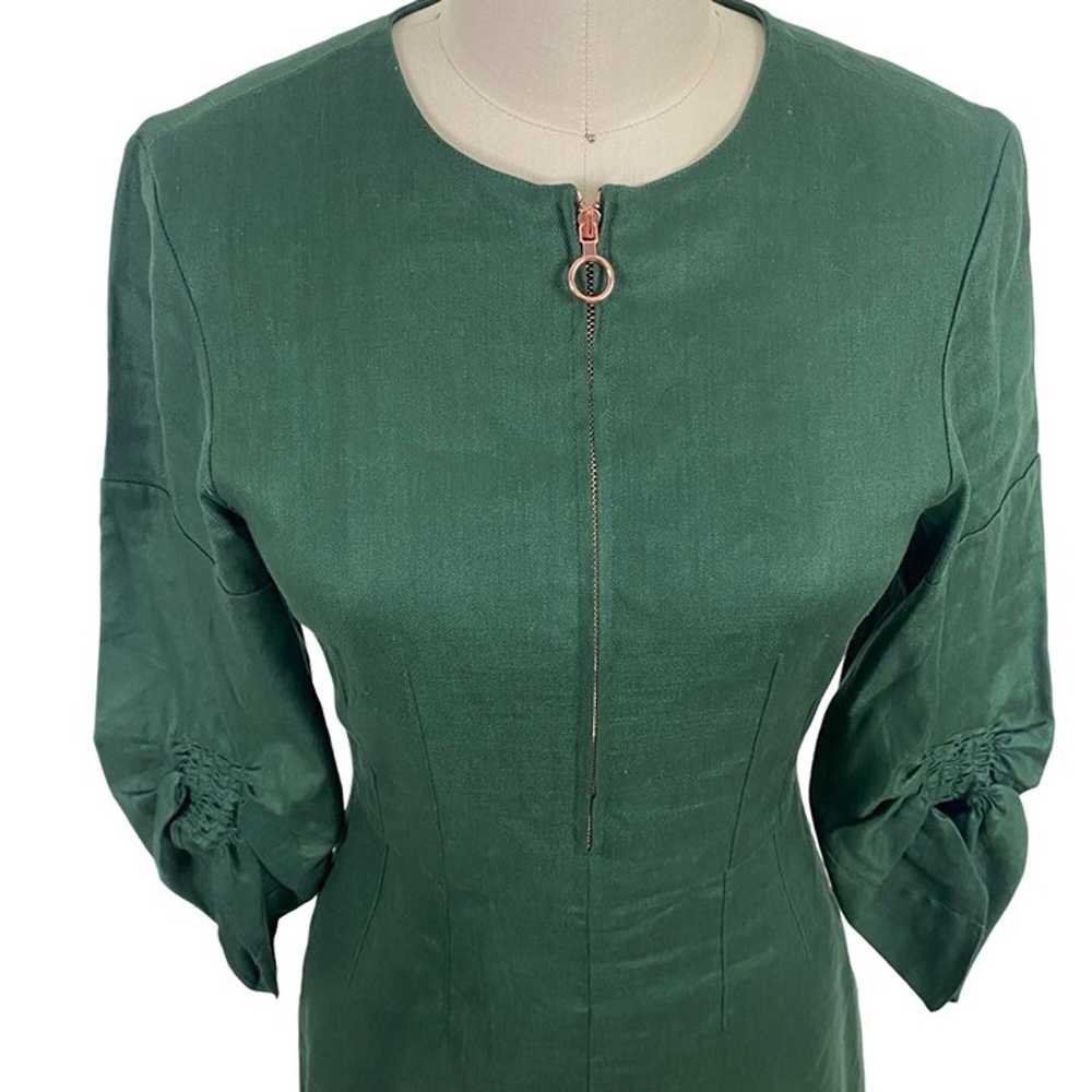 Tibi Marta Linen Blend Smocked Sleeve Midi Dress … - image 12