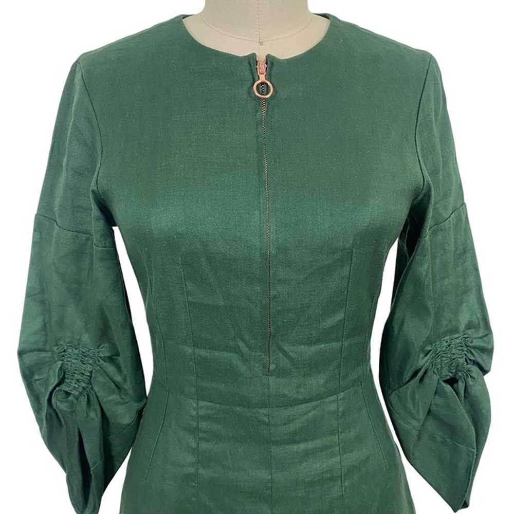 Tibi Marta Linen Blend Smocked Sleeve Midi Dress … - image 3