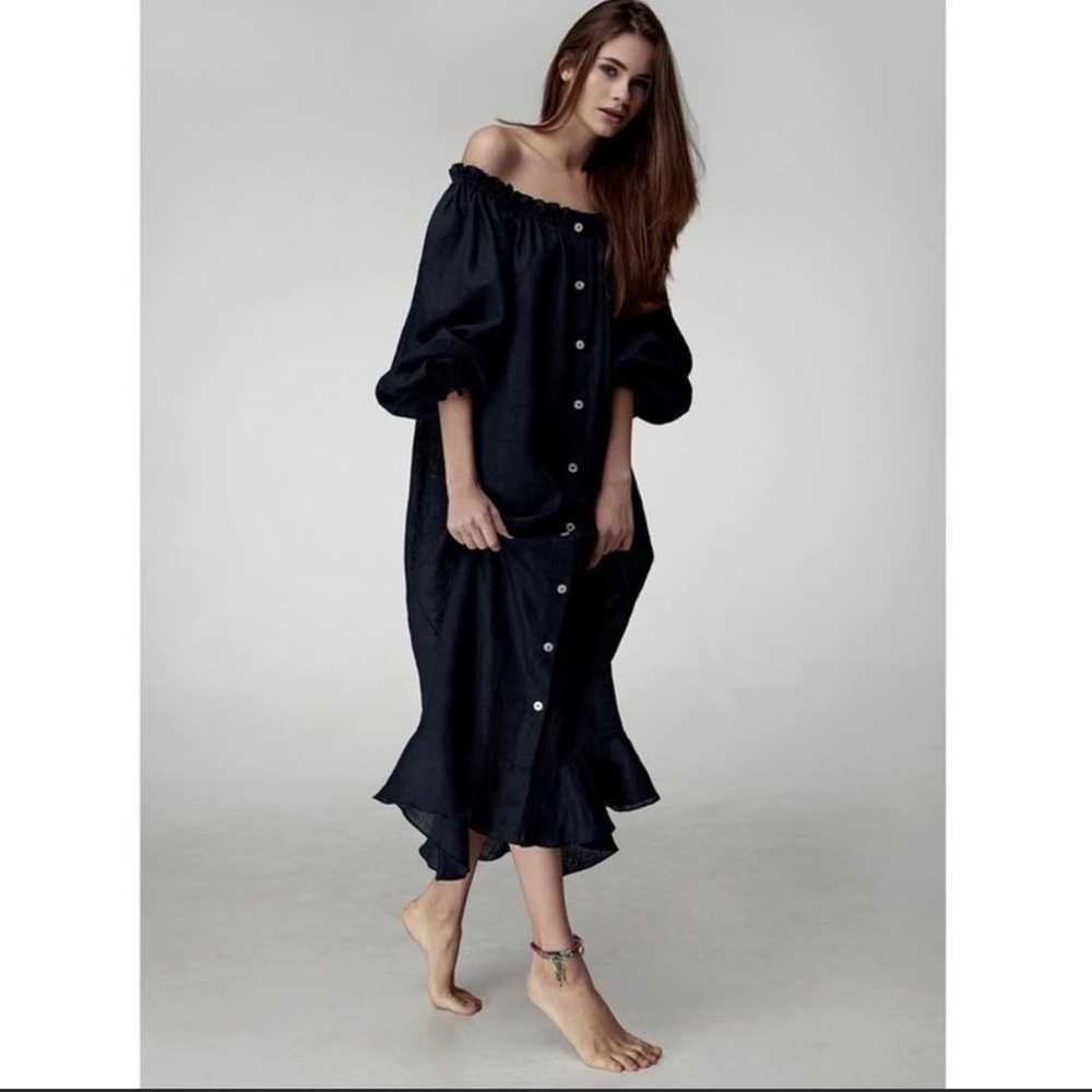SLEEPER Silk Satin Off Shoulder Loungewear Midi D… - image 2