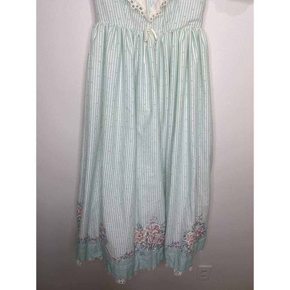 Daisy Kindom Dress Sz 6 Green White Floral Stripe… - image 4