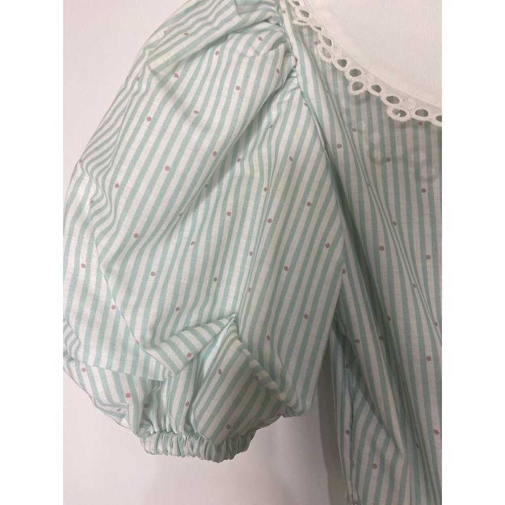 Daisy Kindom Dress Sz 6 Green White Floral Stripe… - image 7