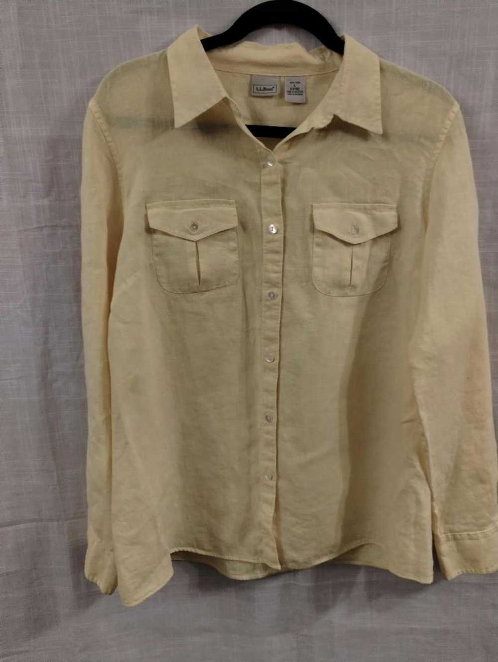 L.L. Bean Vintage 100% Linen Button Front Shirt - image 1