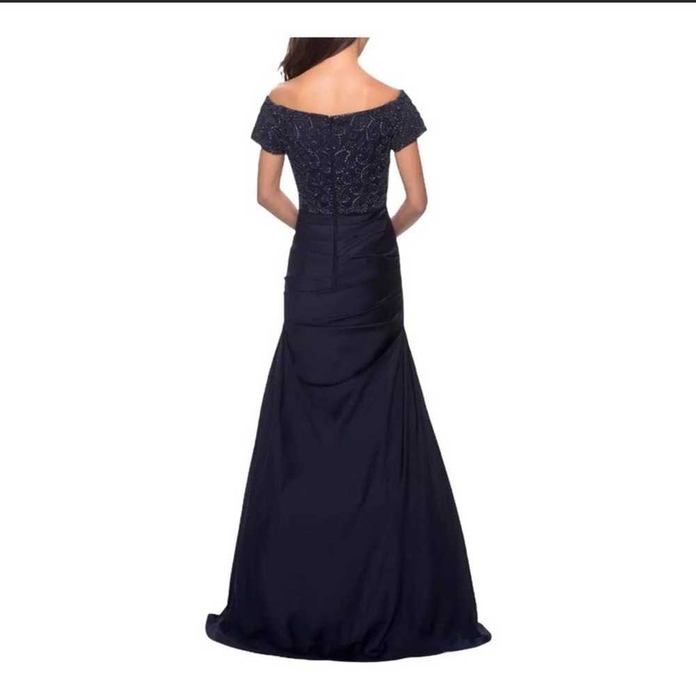 La Femme Satin Off the Shoulder Dress with Beaded… - image 2