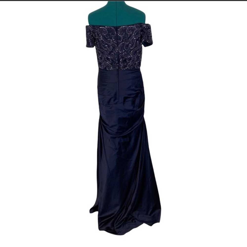 La Femme Satin Off the Shoulder Dress with Beaded… - image 5