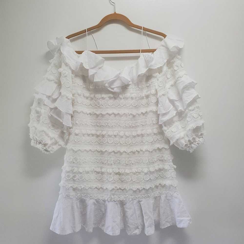 Alexis Calypso Ruffle White Mini Dress Size S - image 1
