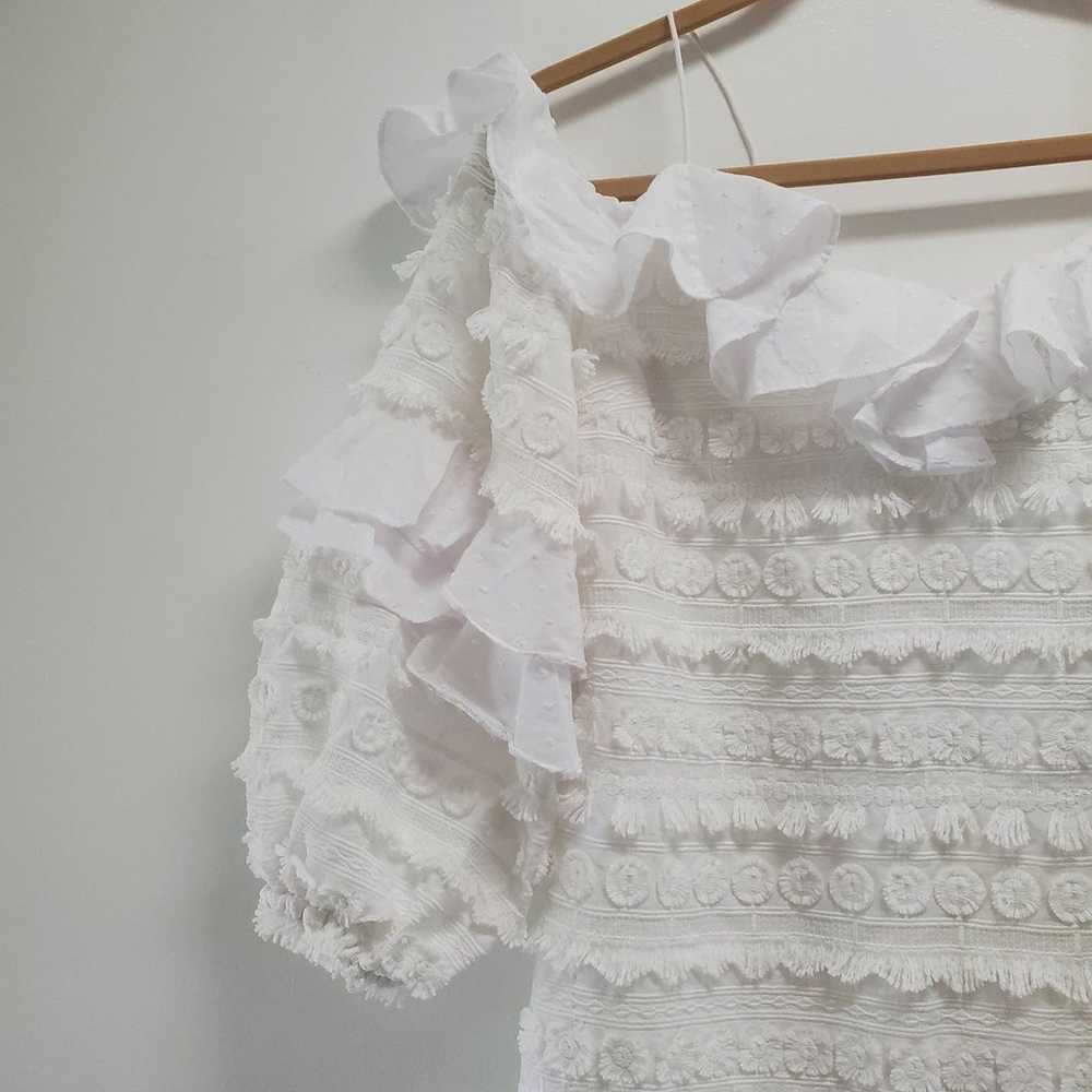 Alexis Calypso Ruffle White Mini Dress Size S - image 2