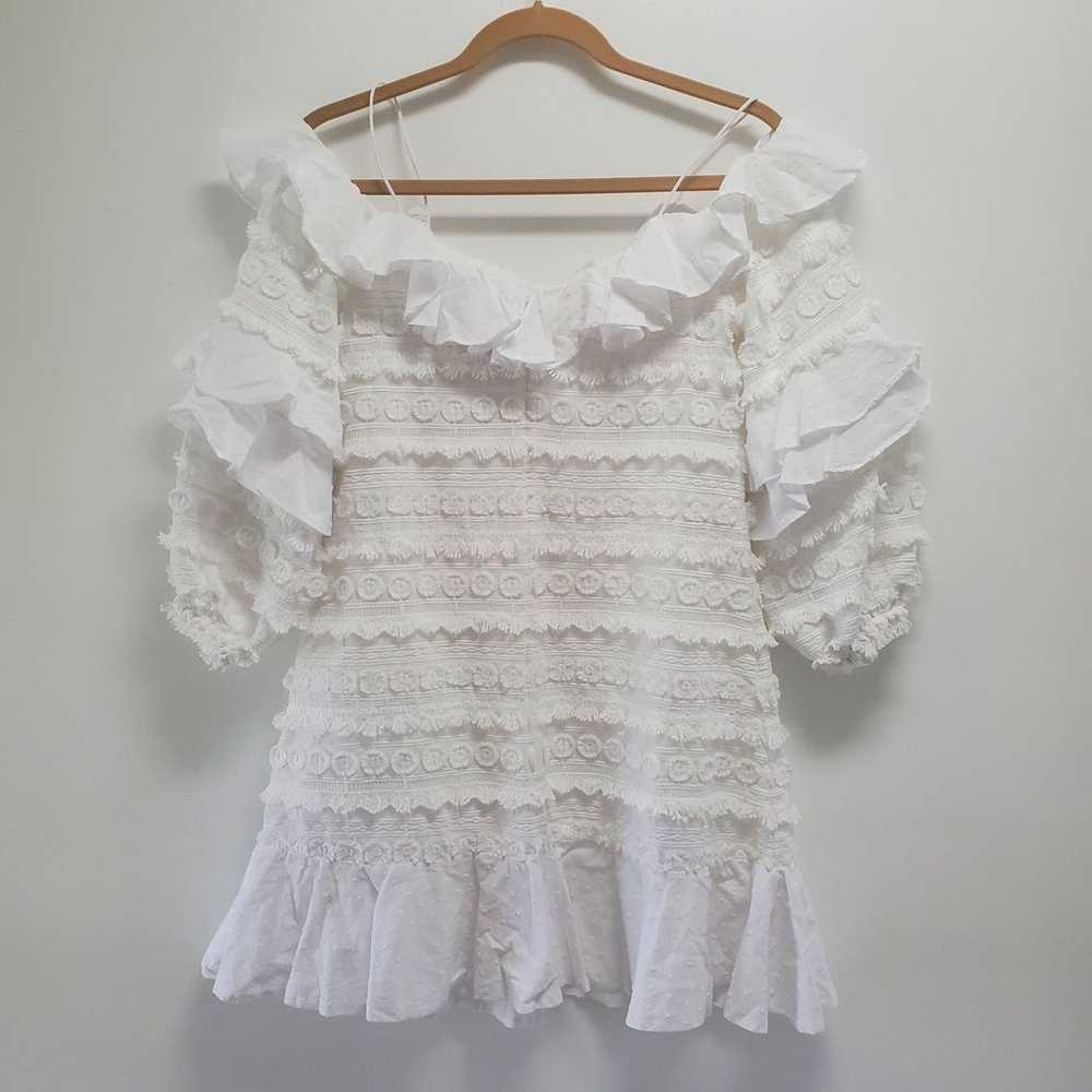 Alexis Calypso Ruffle White Mini Dress Size S - image 6