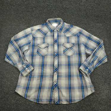 Wrangler Wrangler Shirt Adult XL Blue & Gray Plai… - image 1