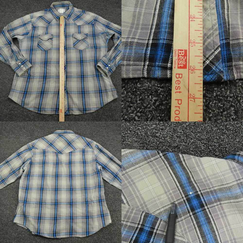 Wrangler Wrangler Shirt Adult XL Blue & Gray Plai… - image 4