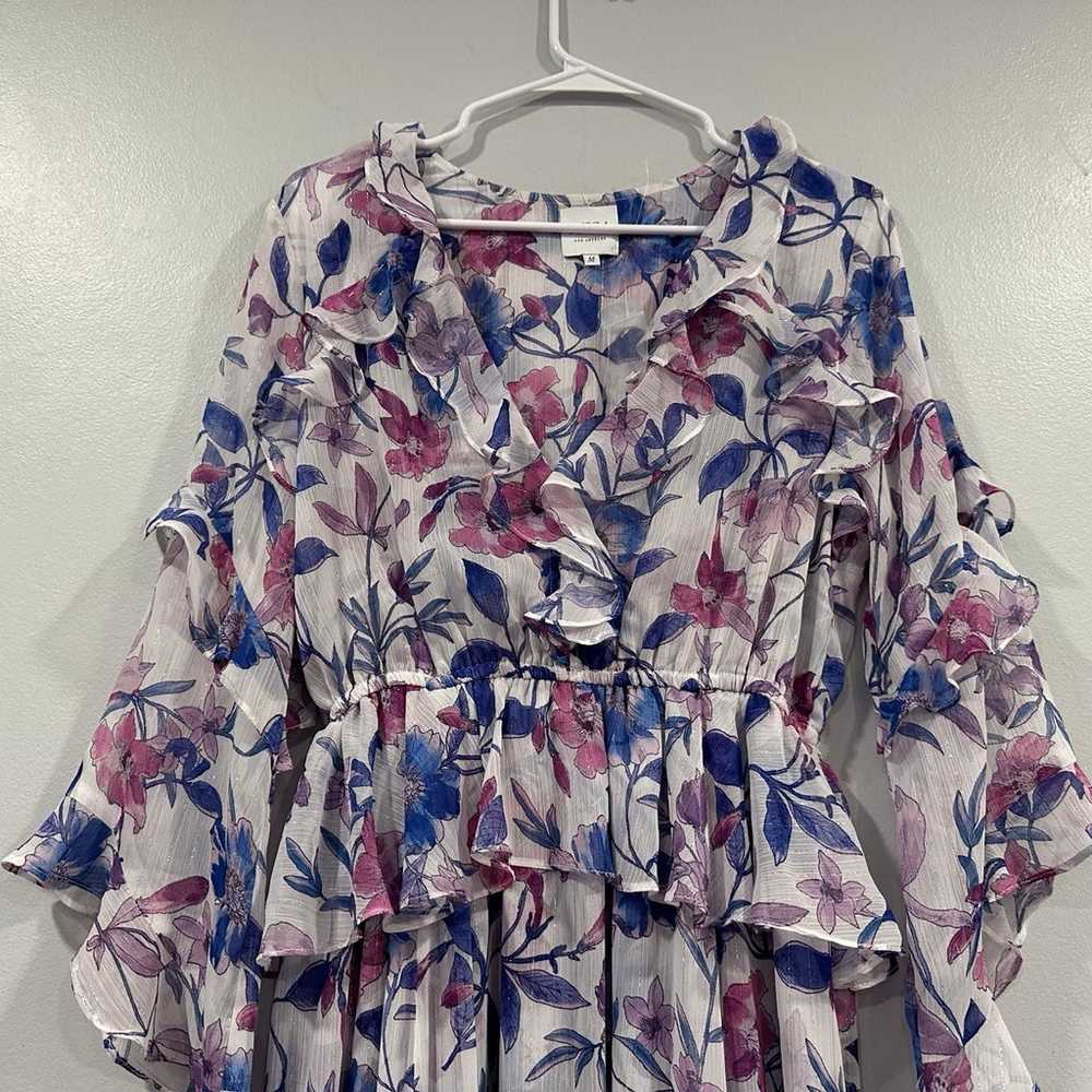 Misa Karina Ruffle Trim Floral Chiffon Midi Dress… - image 6