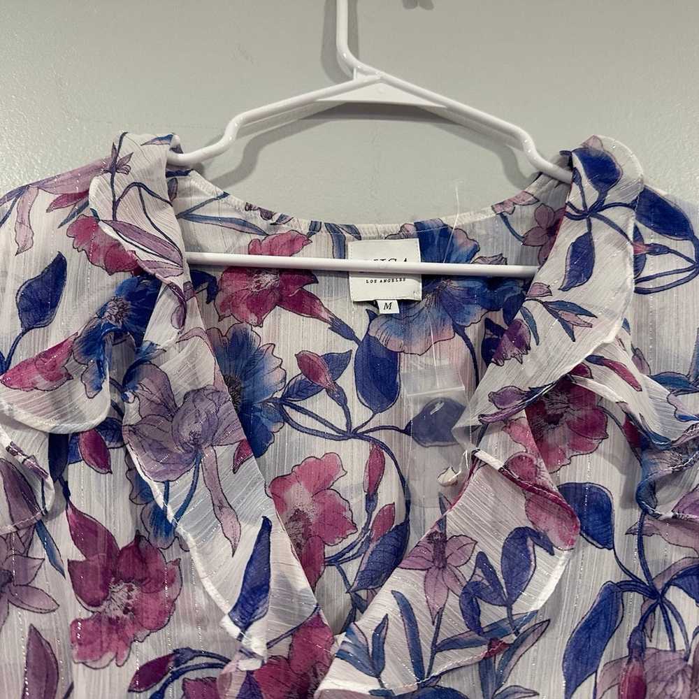 Misa Karina Ruffle Trim Floral Chiffon Midi Dress… - image 7