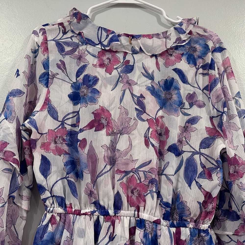 Misa Karina Ruffle Trim Floral Chiffon Midi Dress… - image 8