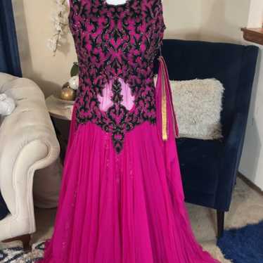 Fuchsia pink gown dress