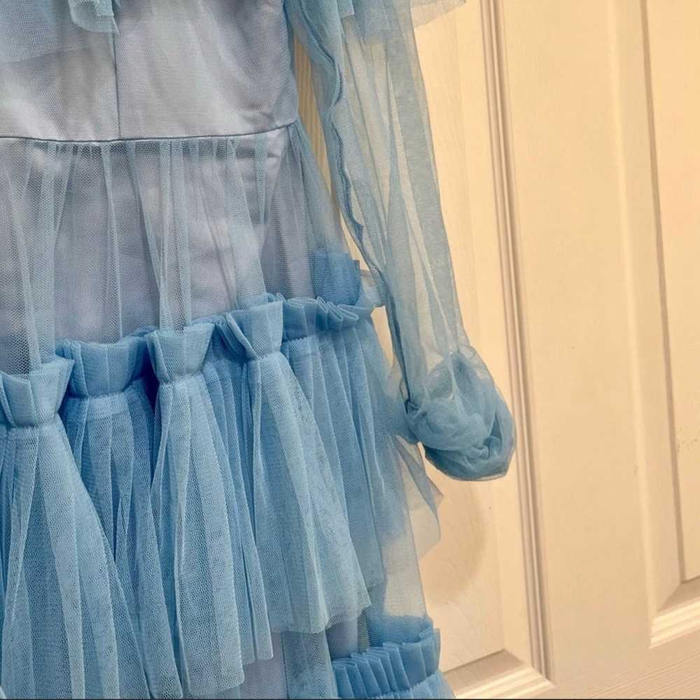 Light blue overlay tule dress with circle skirt - image 4