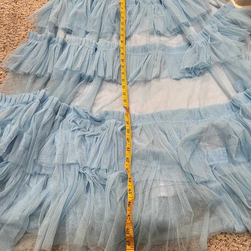 Light blue overlay tule dress with circle skirt - image 5