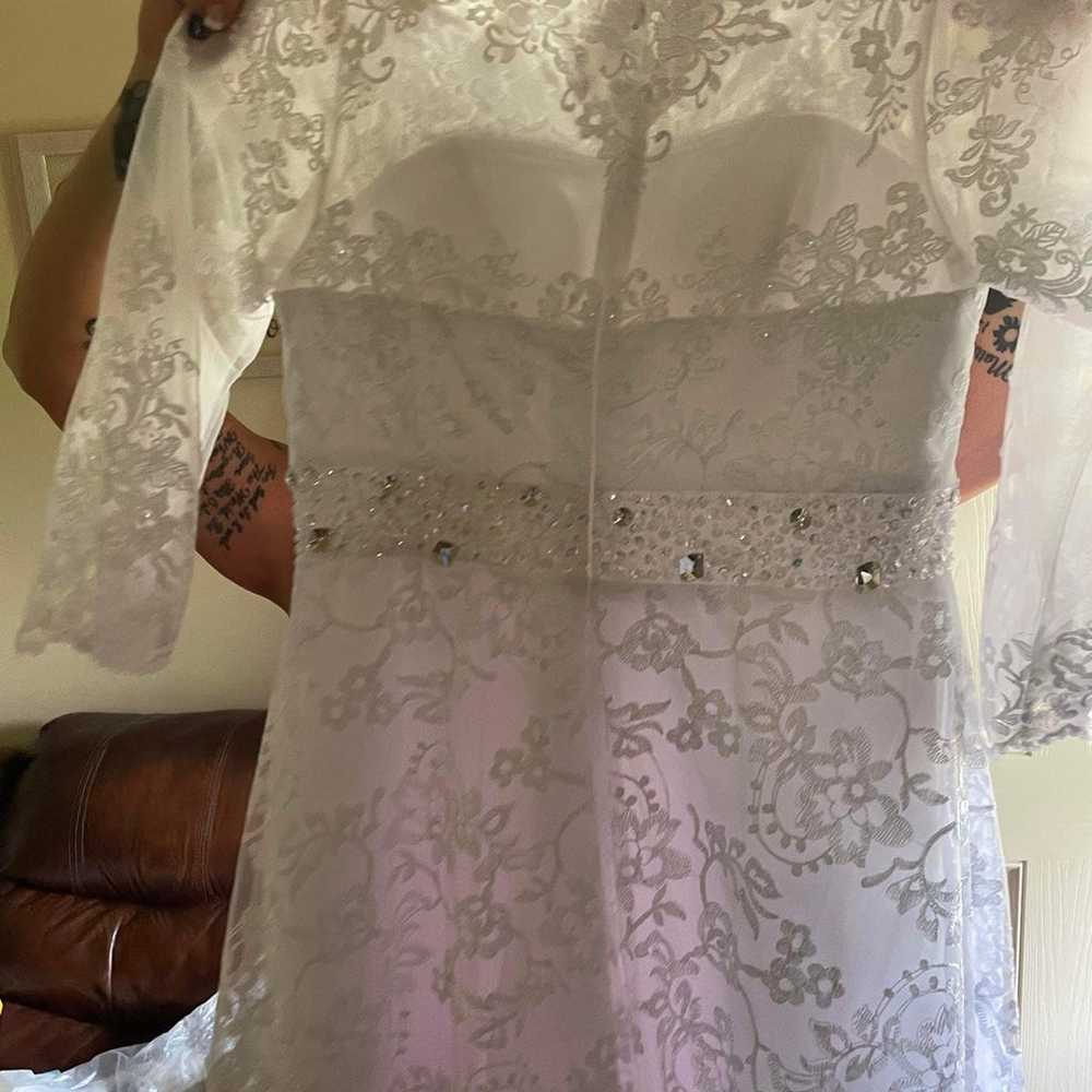 Wedding Dress, full length, train, white lace cou… - image 4