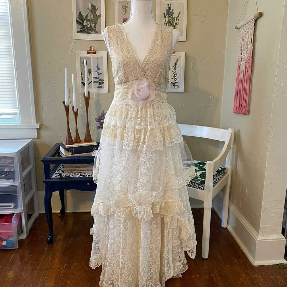 Wedding dress handmade from vintage lace - image 2