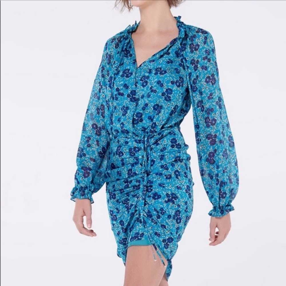 VERONICA BEARD Becky Dress Silk Ruffle Blue Mini … - image 3