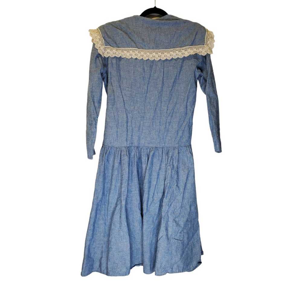 Vintage 80s Gunne Sax Size 9 Blue Chambray Victor… - image 2