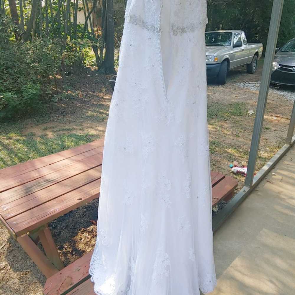 David's Bridal Cap Sleeve Lace Over Sati - image 4