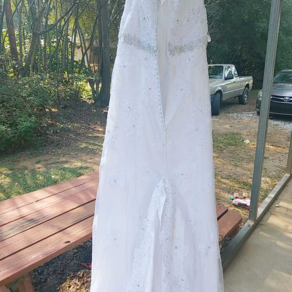 David's Bridal Cap Sleeve Lace Over Sati - image 5