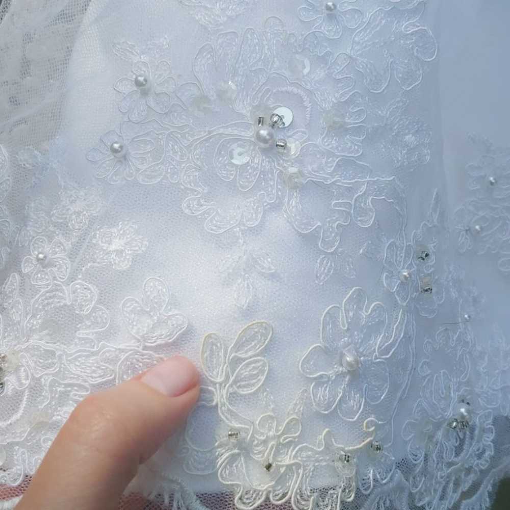 David's Bridal Cap Sleeve Lace Over Sati - image 7