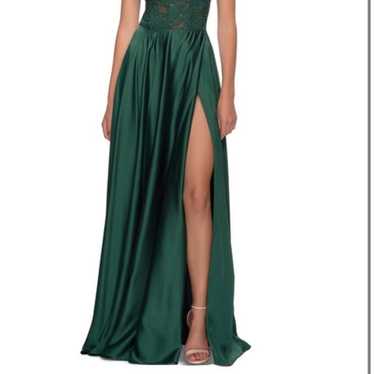 La Femme 29760 Emerald Green Strappy Back Gown 8