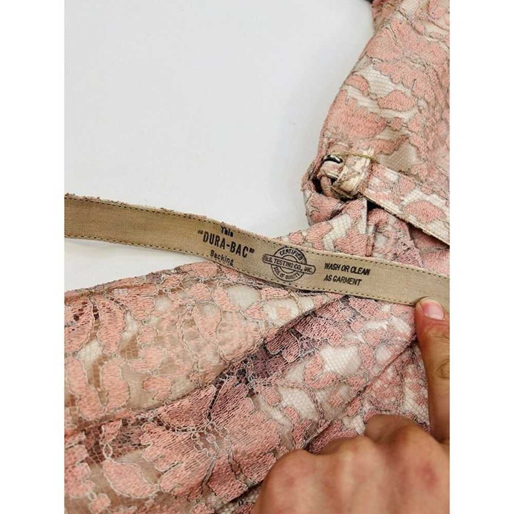 VTG 1950s Rockabilly Blush Pink Lace Belted A Lin… - image 2