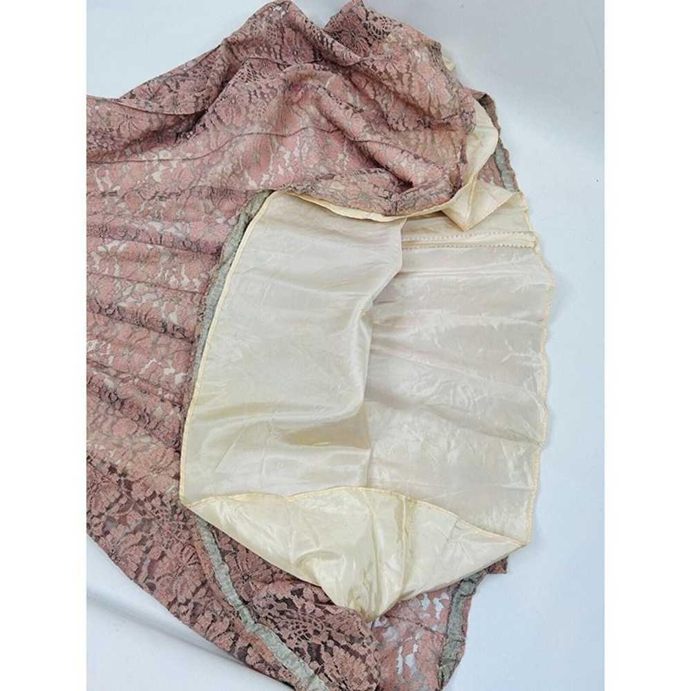 VTG 1950s Rockabilly Blush Pink Lace Belted A Lin… - image 5