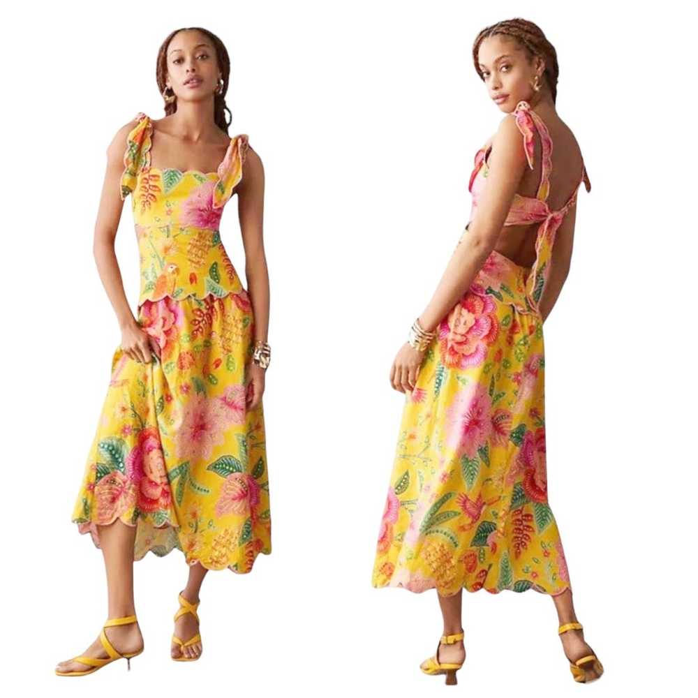 Farm Rio Printed Scalloped Cutout Dress Size XL N… - image 1