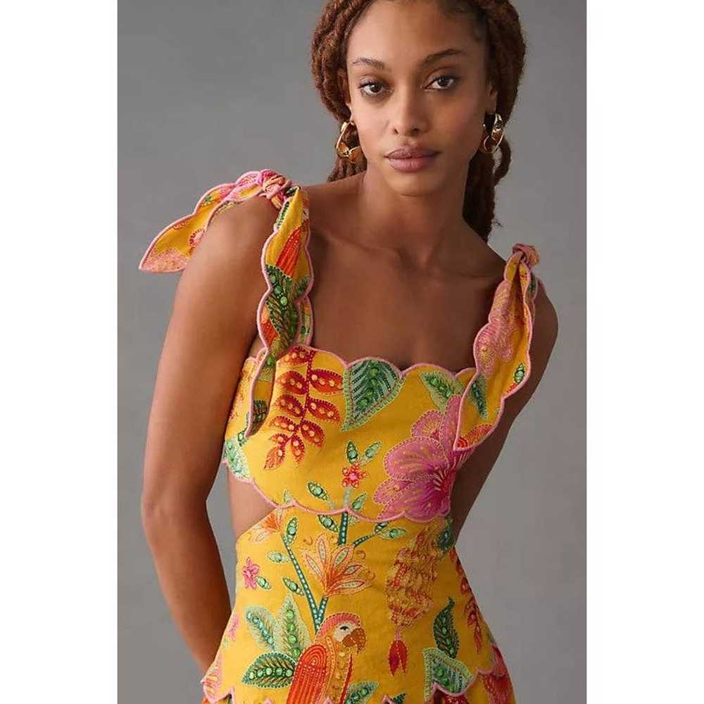 Farm Rio Printed Scalloped Cutout Dress Size XL N… - image 5
