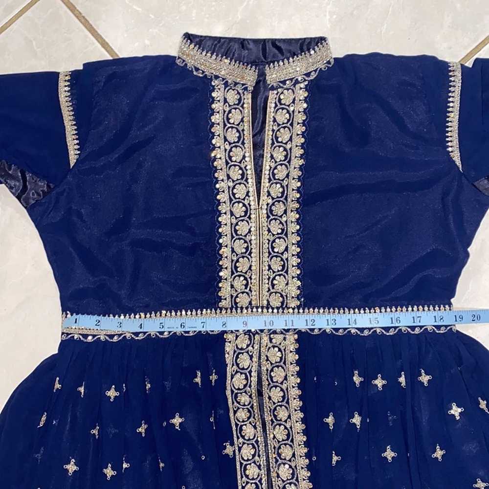 Navy Blue 3 Piece Slit Indian Anarkali Gown Forma… - image 11