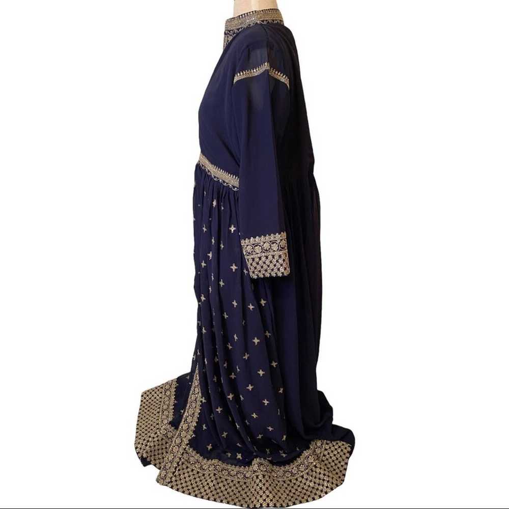 Navy Blue 3 Piece Slit Indian Anarkali Gown Forma… - image 4