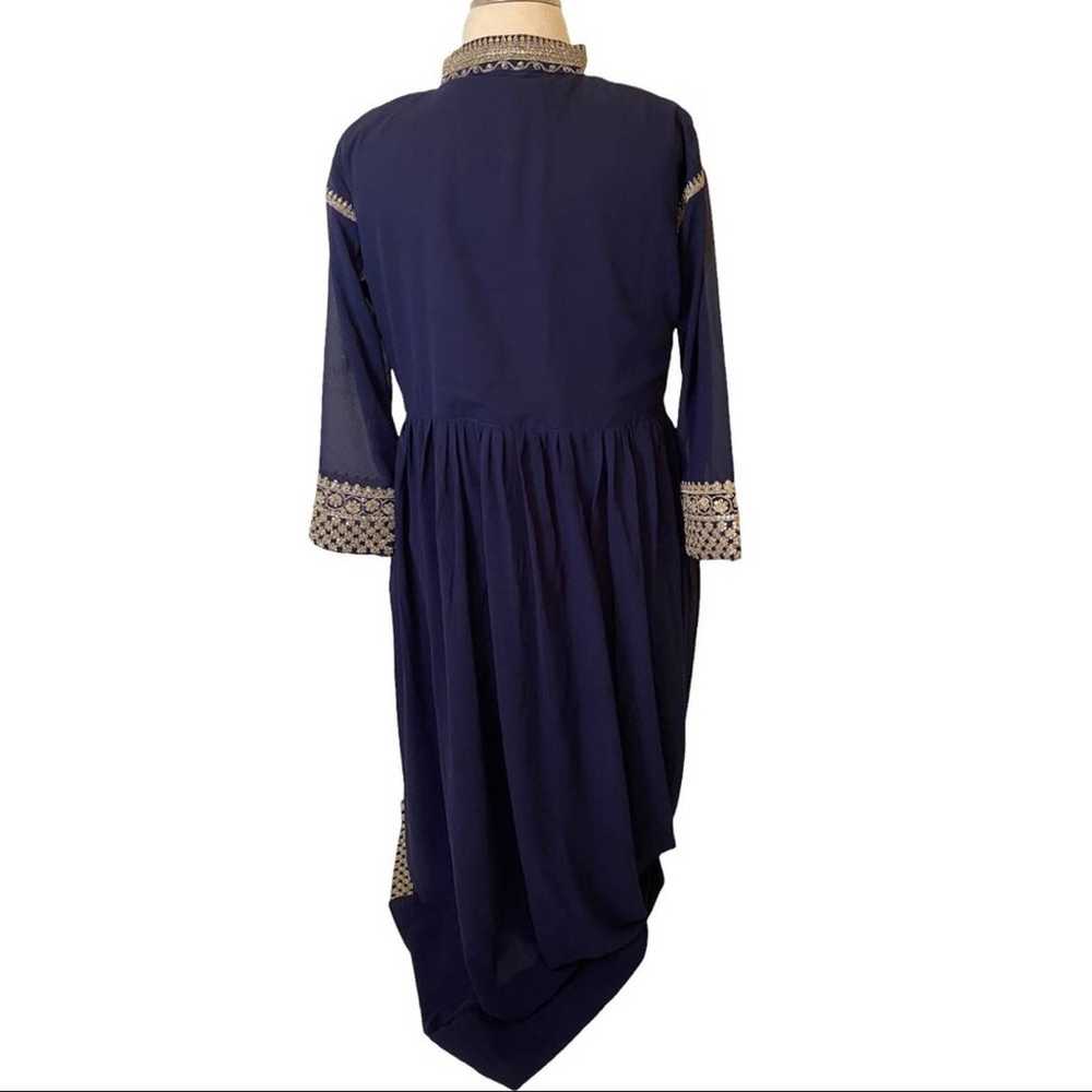 Navy Blue 3 Piece Slit Indian Anarkali Gown Forma… - image 5