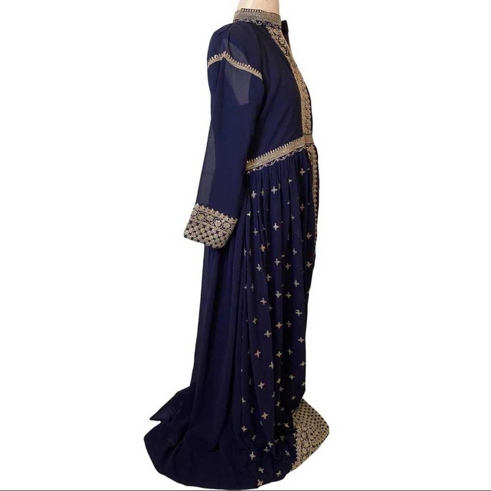 Navy Blue 3 Piece Slit Indian Anarkali Gown Forma… - image 6