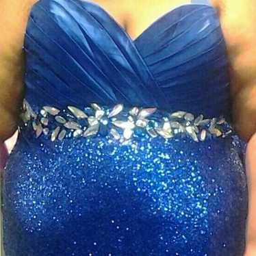 Royal Blue Plus Size Glitter Prom Dress - image 1