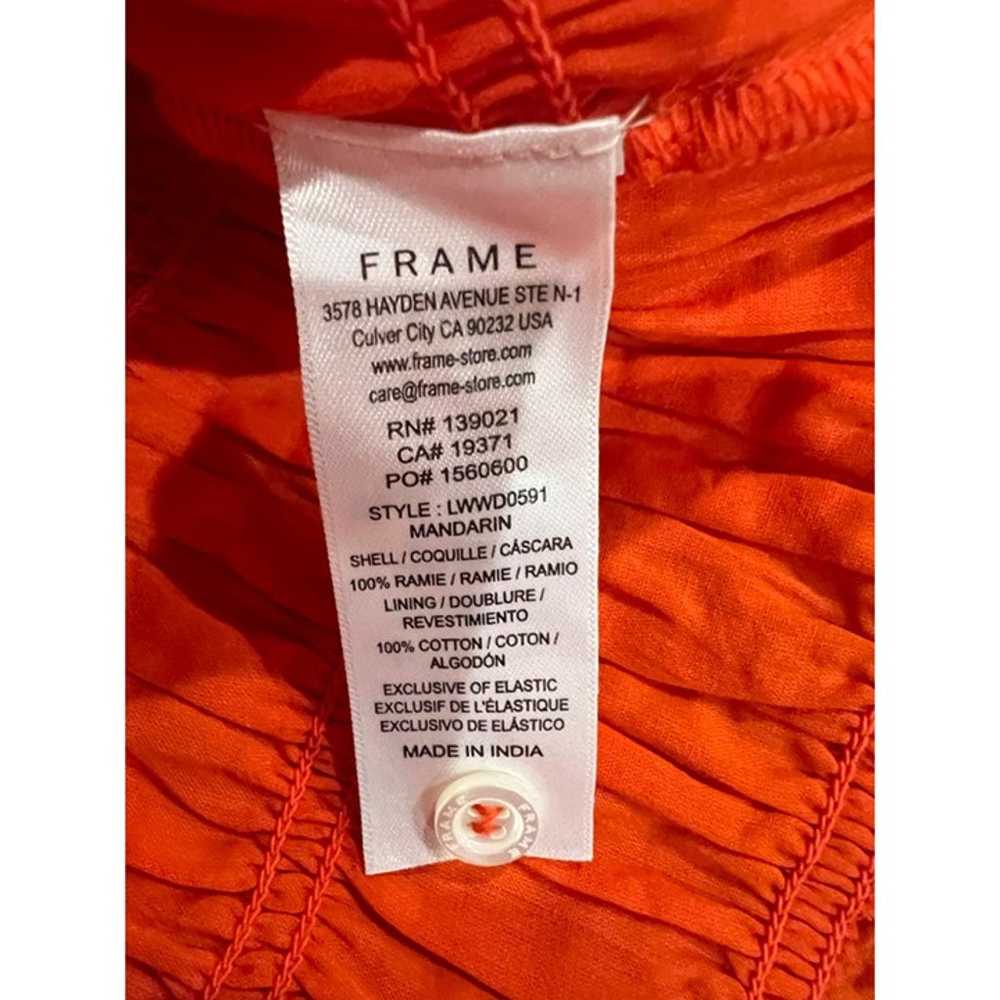 FRAME shirred puff sleeve orange ramie shirt dres… - image 5
