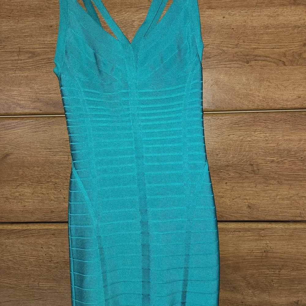 Herve Leger Teal Bandage Dress size XS - image 10