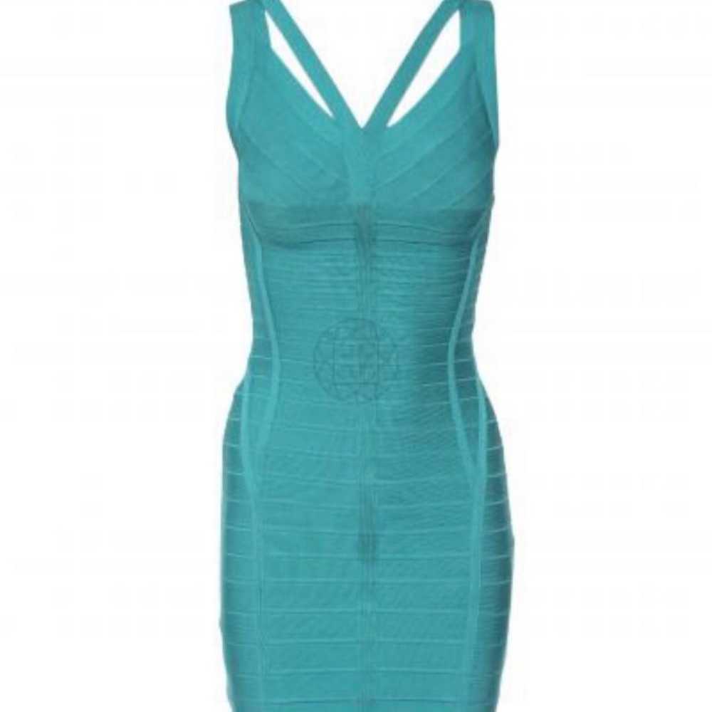 Herve Leger Teal Bandage Dress size XS - image 4