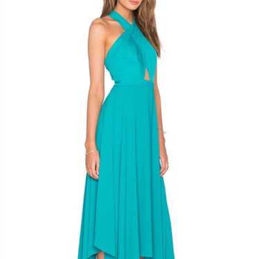 BCBGMAXAZRIA Teal Asymmetrical Cutout Dress