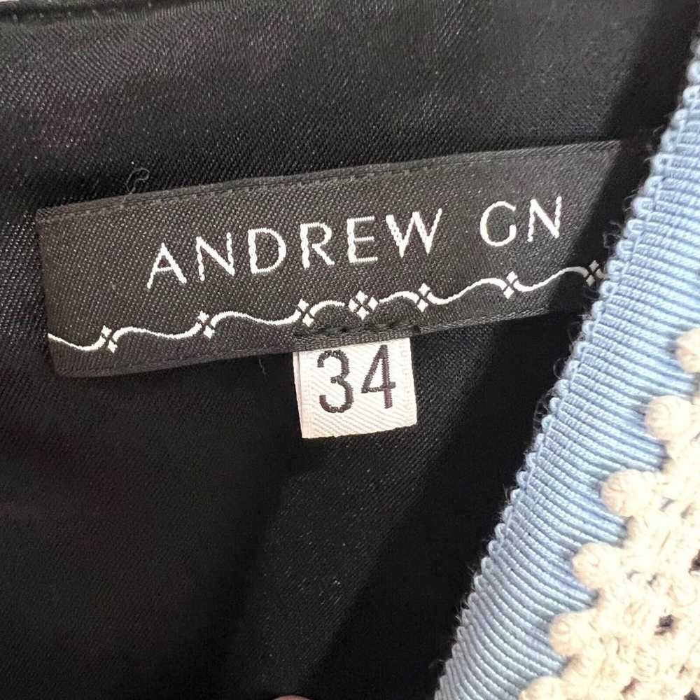 Andrew Gn Black Tweed Shift Dress Ribbon Lace Det… - image 2