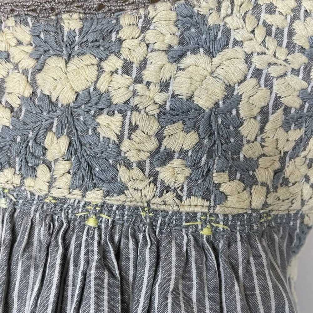 Mi Golodrina Embroidered Gray White Striped Dress - image 9