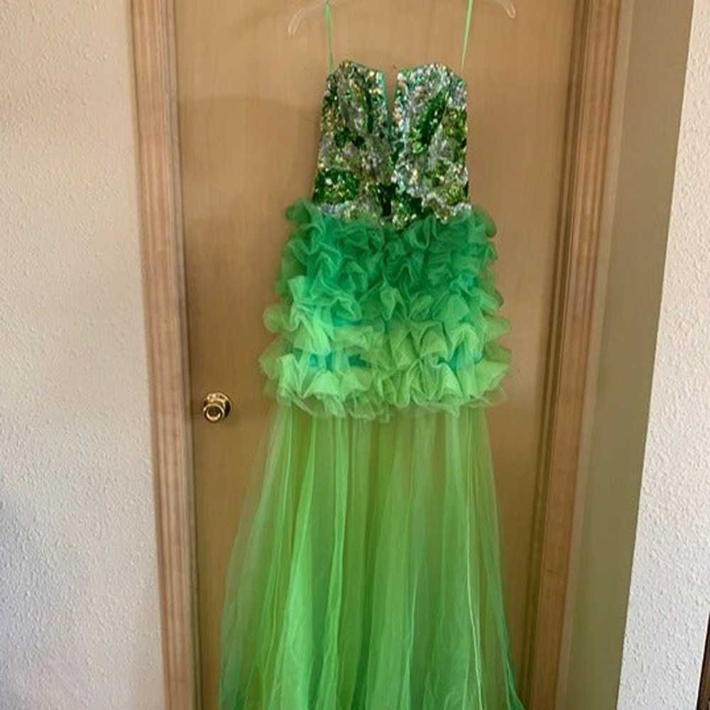 Jovani size 0 Lime Green Long Ball Gown with Deta… - image 2