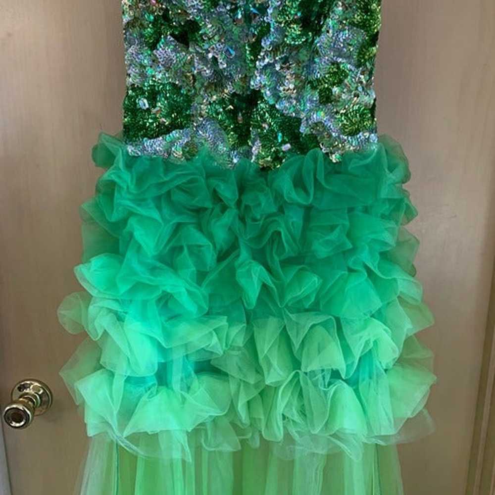 Jovani size 0 Lime Green Long Ball Gown with Deta… - image 5