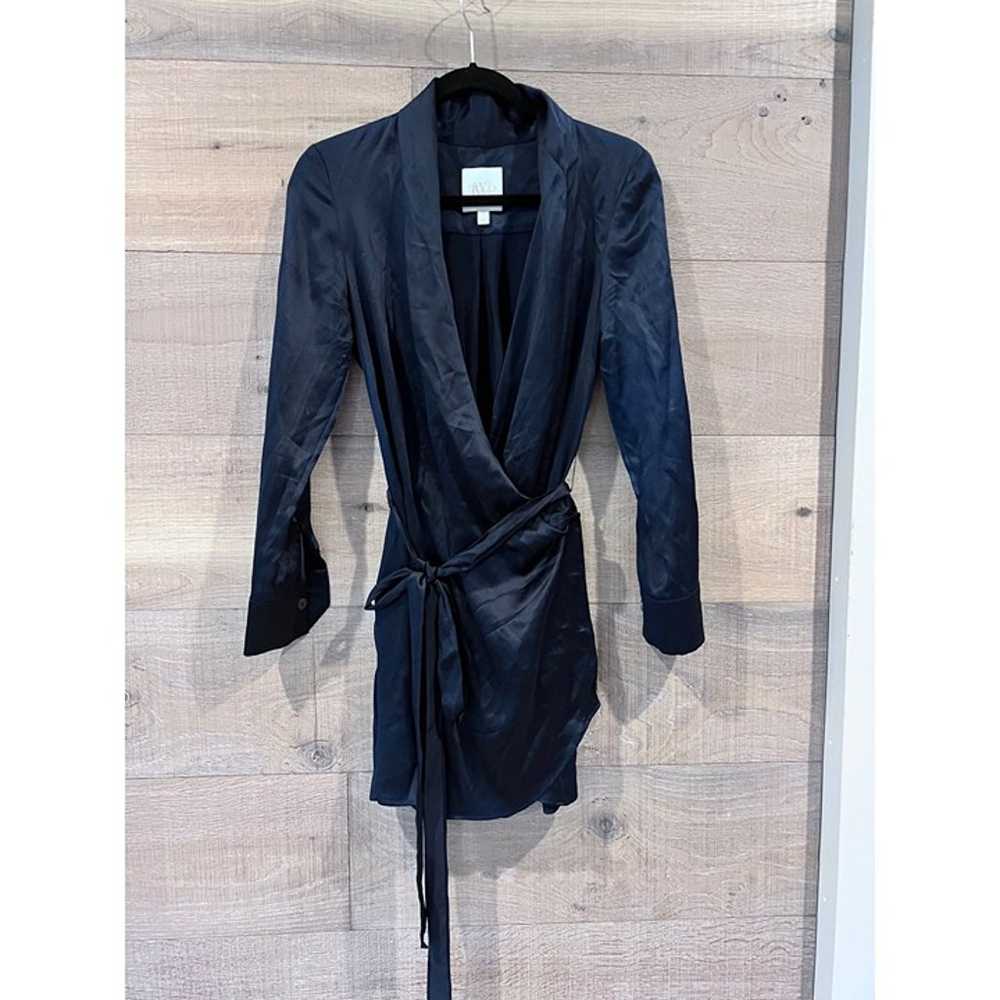 TWP Amanda navy Silk wrap Dress Size S - image 4
