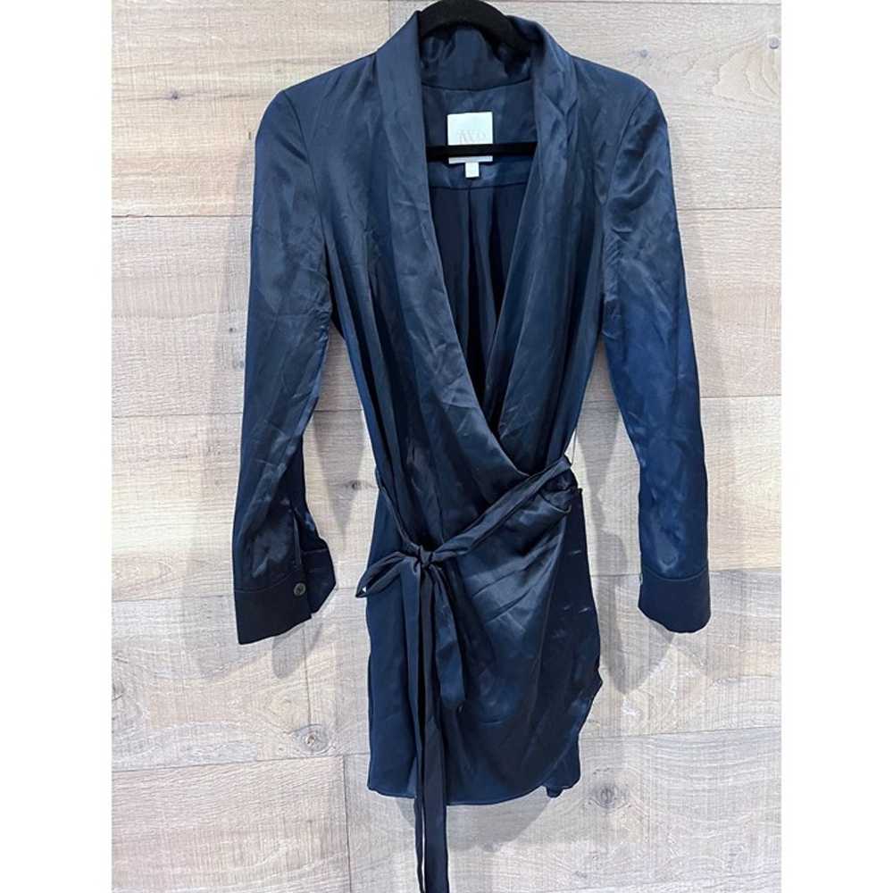 TWP Amanda navy Silk wrap Dress Size S - image 6