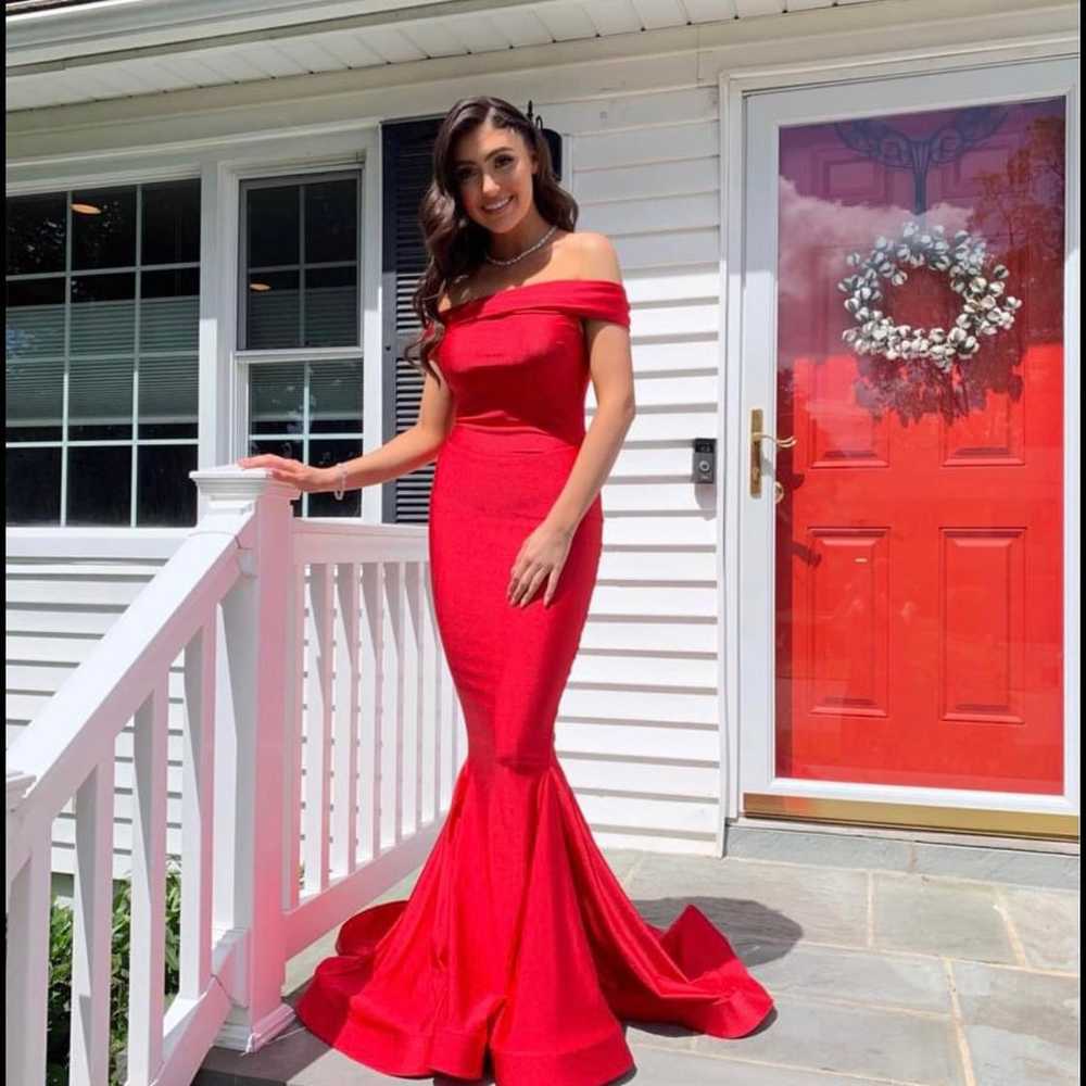 Red prom dress - image 4