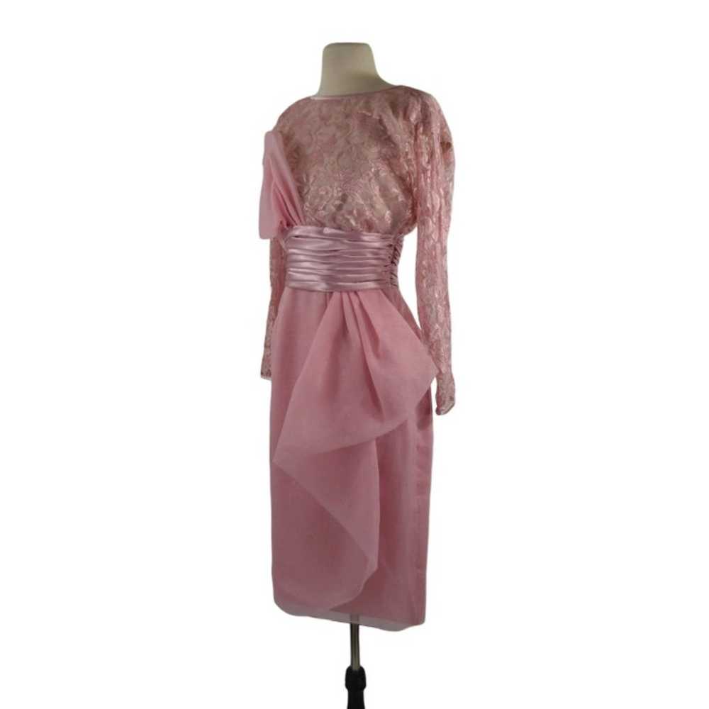 1980s Lace and Shimmery Sheer Pink Dress by Lilli… - image 2