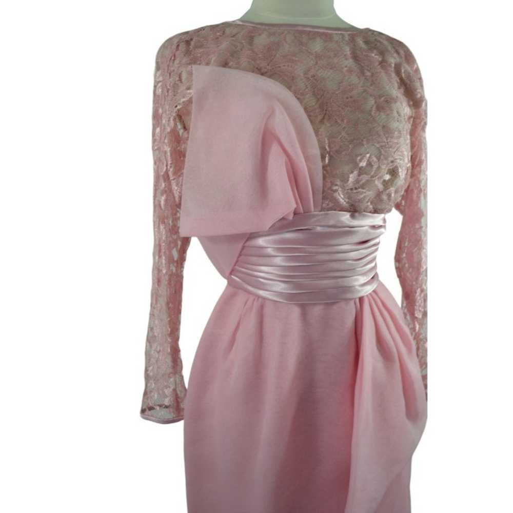 1980s Lace and Shimmery Sheer Pink Dress by Lilli… - image 6