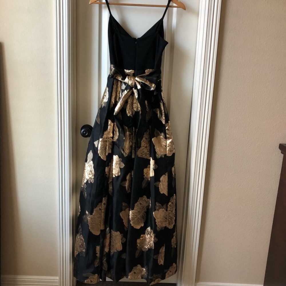 Black and Metallic Gold Flower Gown - image 2